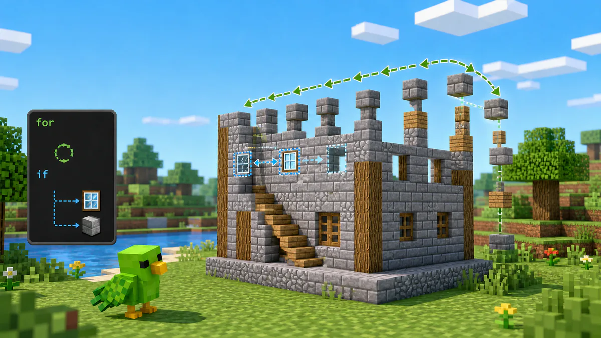 while文を使ってMinecraftの敵に矢を降らせる動画の準備中画像